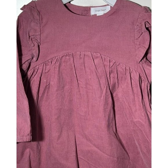Angel Dear 12-18m NWT Corduroy Dress ruffle rose pink mauve flutter ruffle - Picture 5 of 5